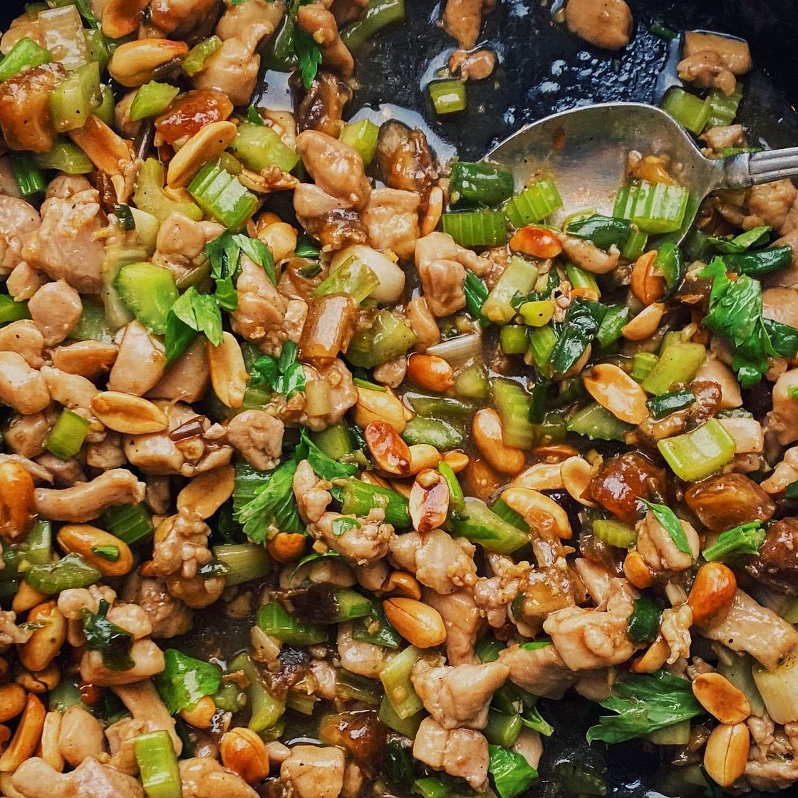 Spicy Chicken Stir-Fry With Celery and Peanuts
