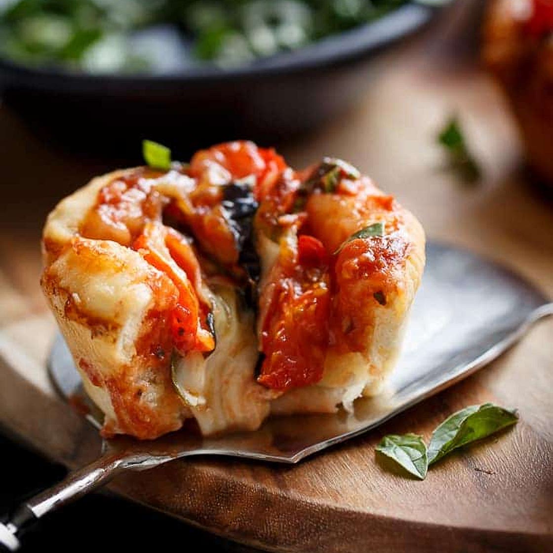 Mini Caprese Deep Dish Pizzas