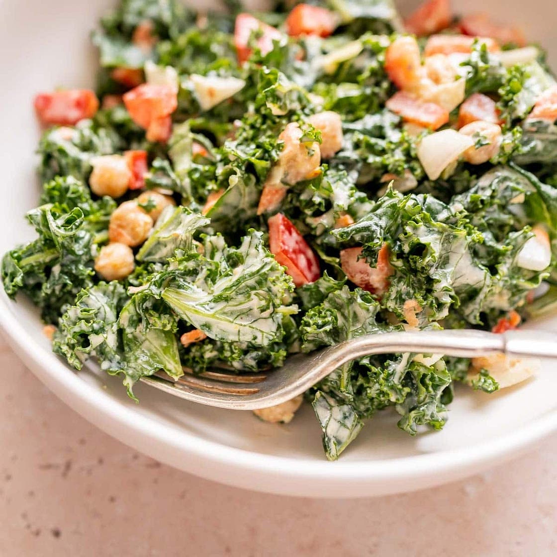 Chickpea Kale Salad with Tahini Dressing