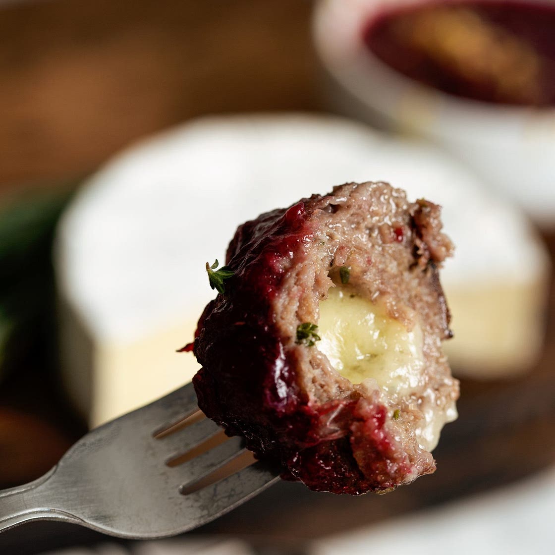 Brie Cheese Stuffed Meatballs