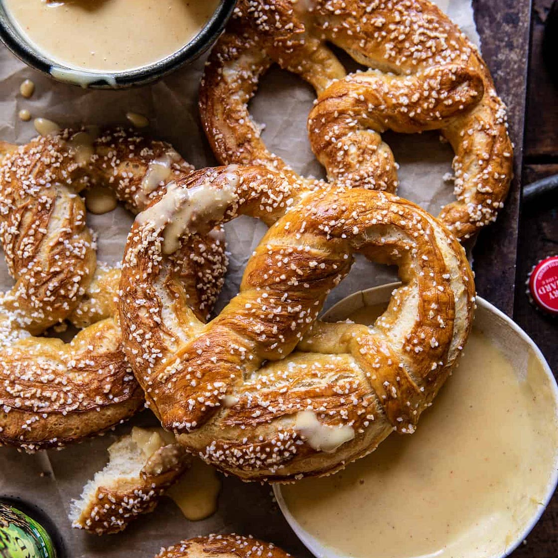 Hard Cider Pretzels with Creamy Honey Mustard