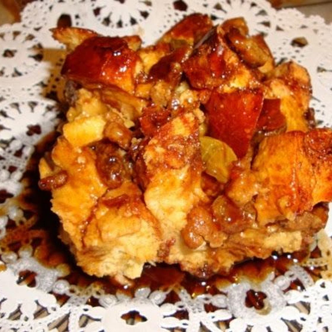 Apple and Sausage French Toast Casserole with Cinnamon Syrup
