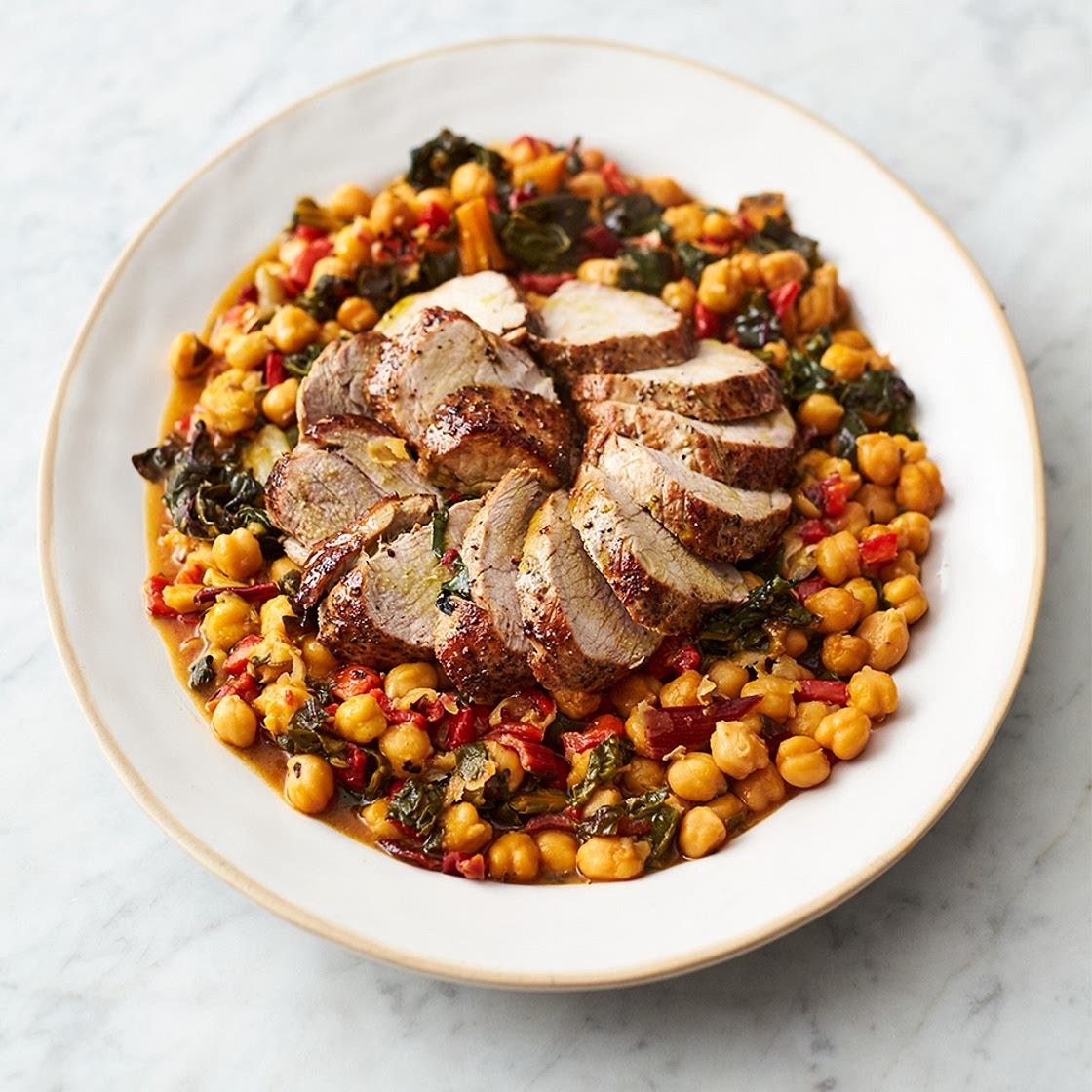 Chickpea chard pork