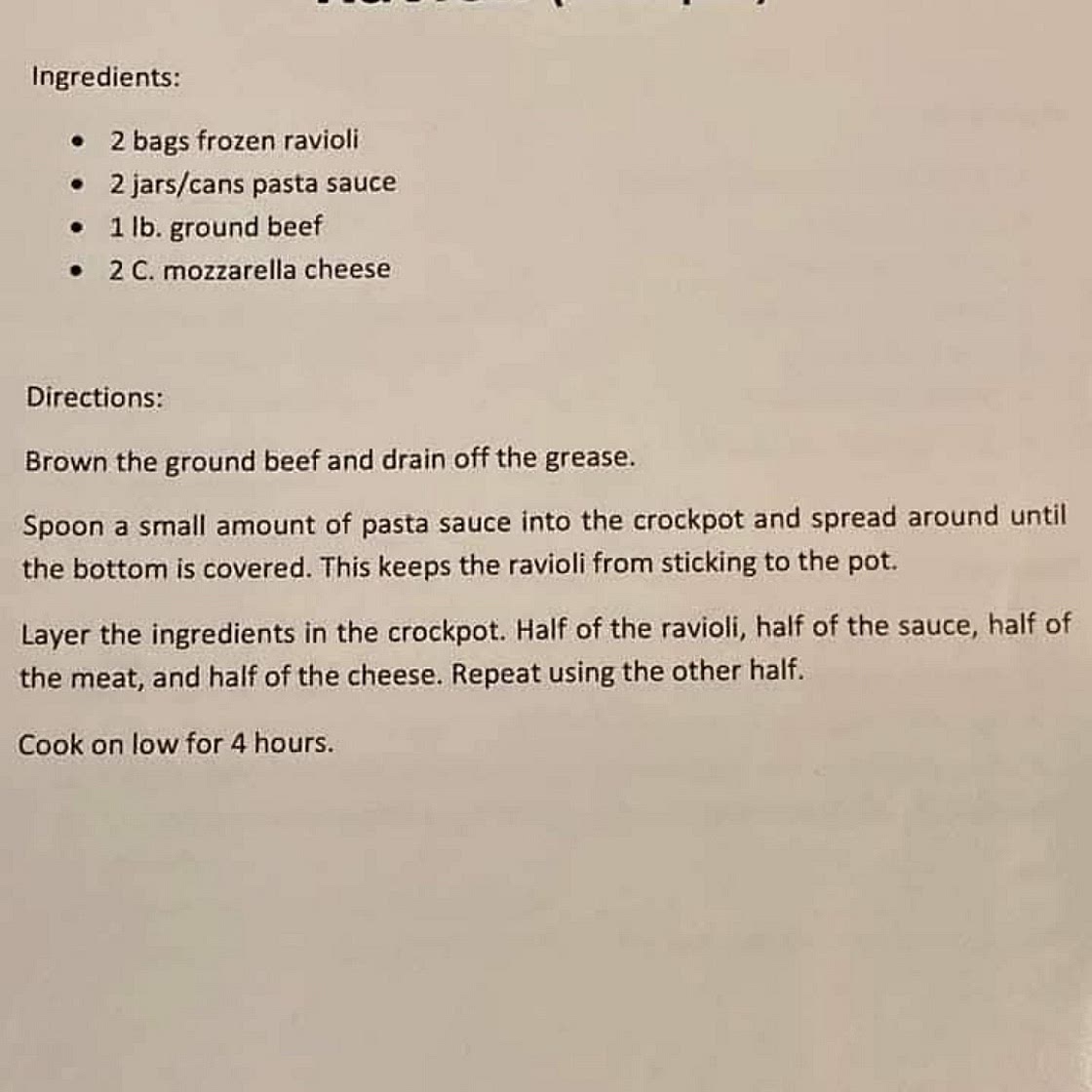 Crock pot ravioli