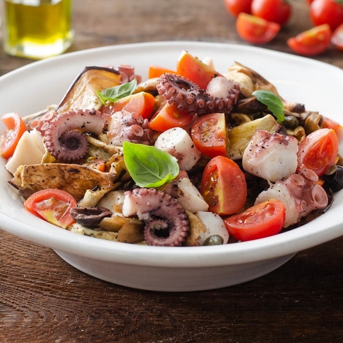 Insalata di polpo freddo e melanzane