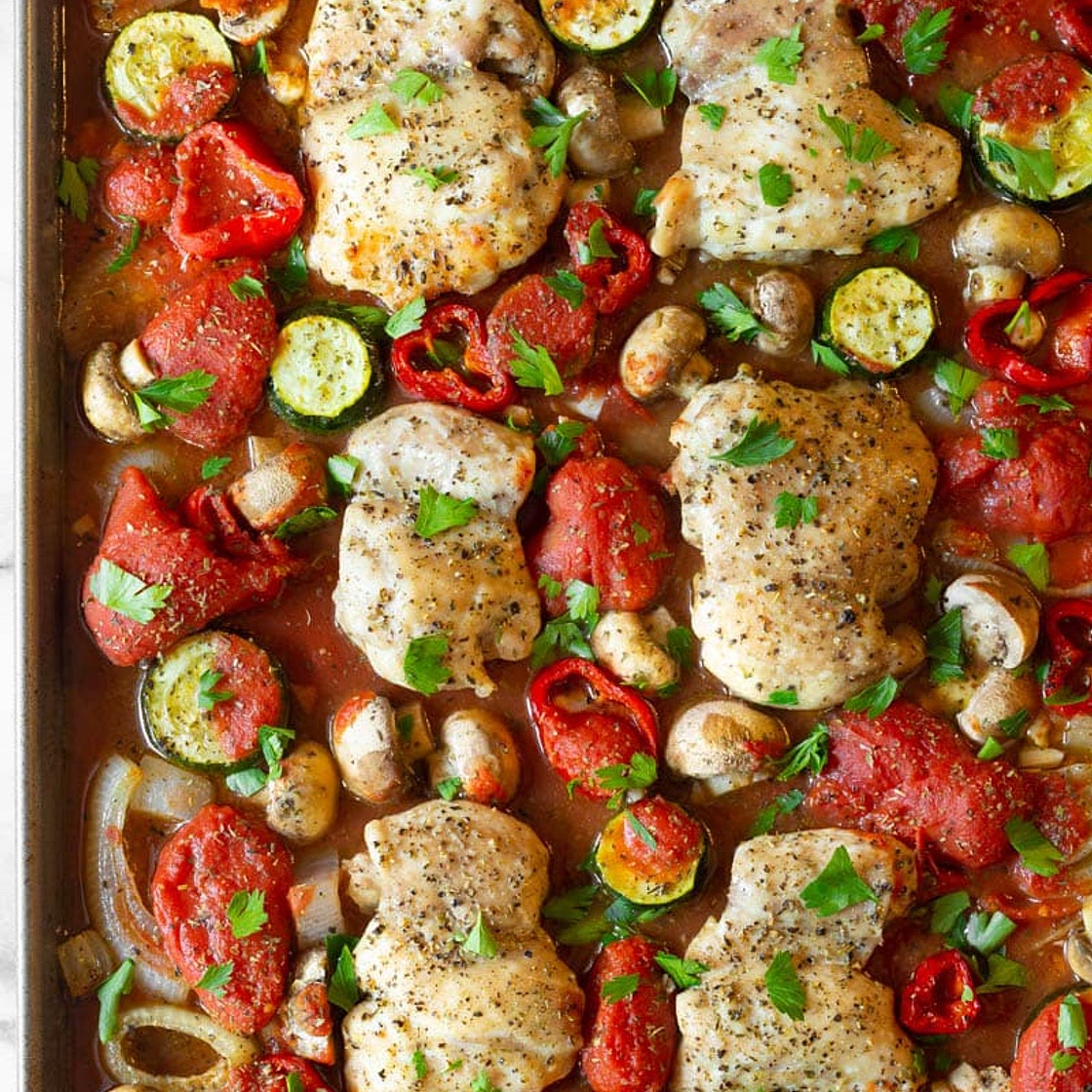 Low Carb Sheet Pan Chicken Cacciatore