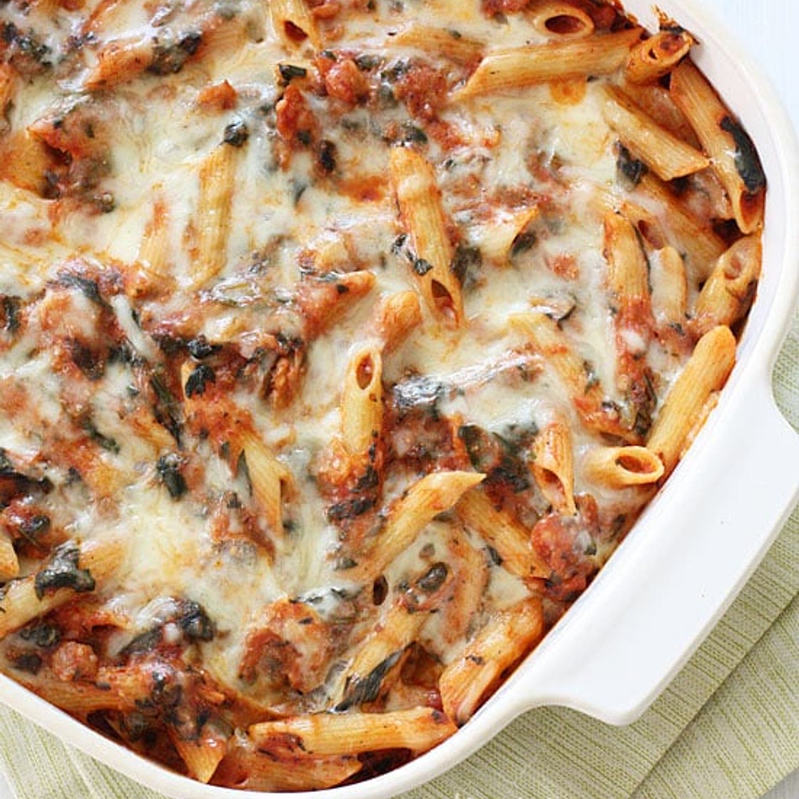 Baked Pasta with Sausage and Spinach