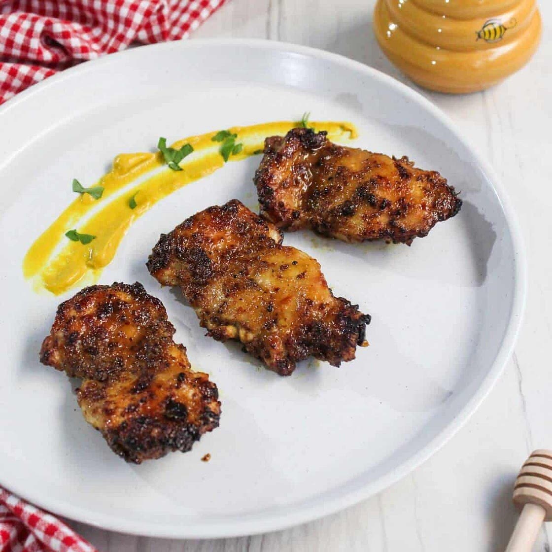 Air Fryer Boneless Chicken Thighs with Honey Mustard