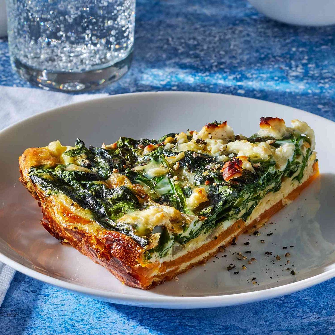Spinach & Feta Quiche with Sweet Potato Crust
