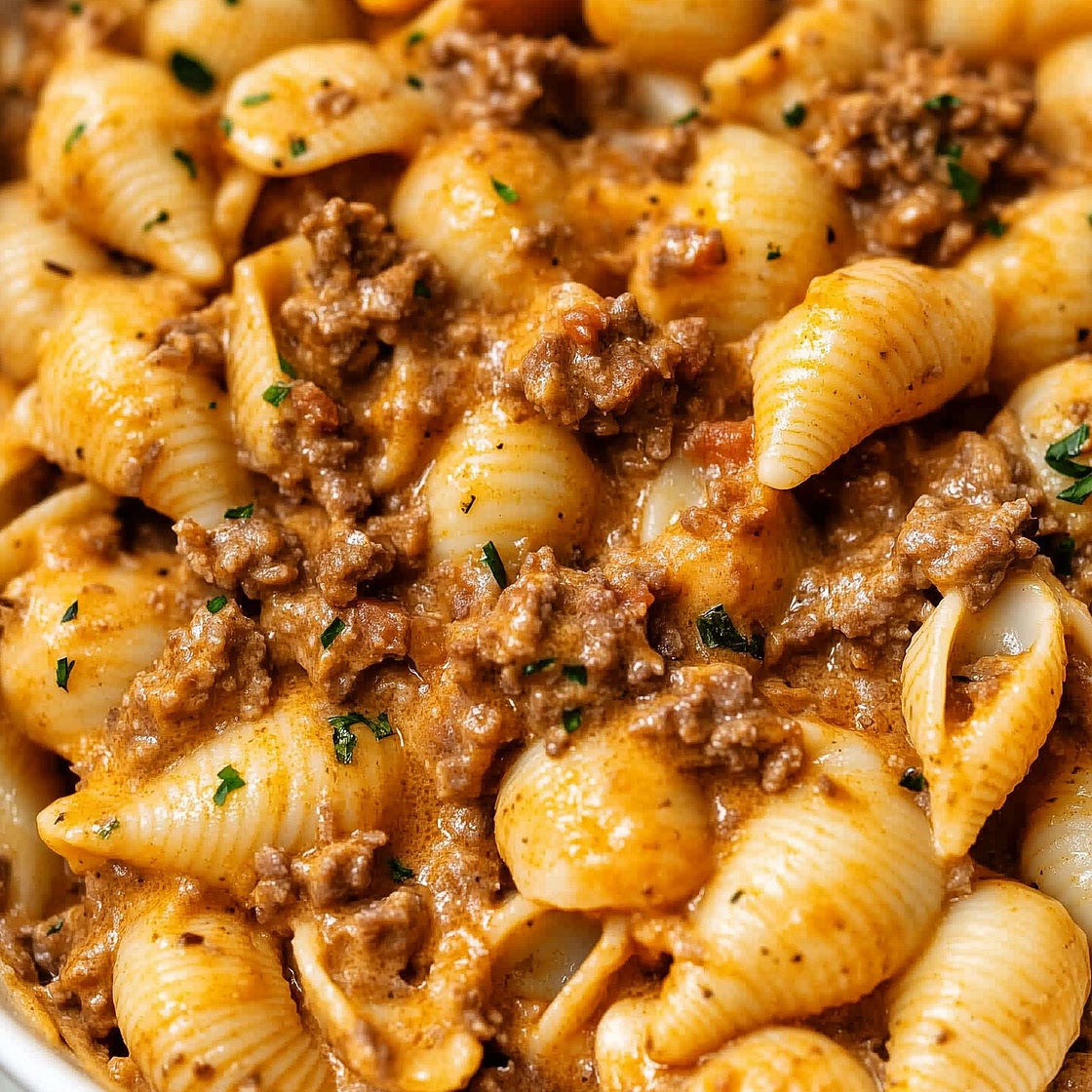 Easy Creamy Beef and Shells
