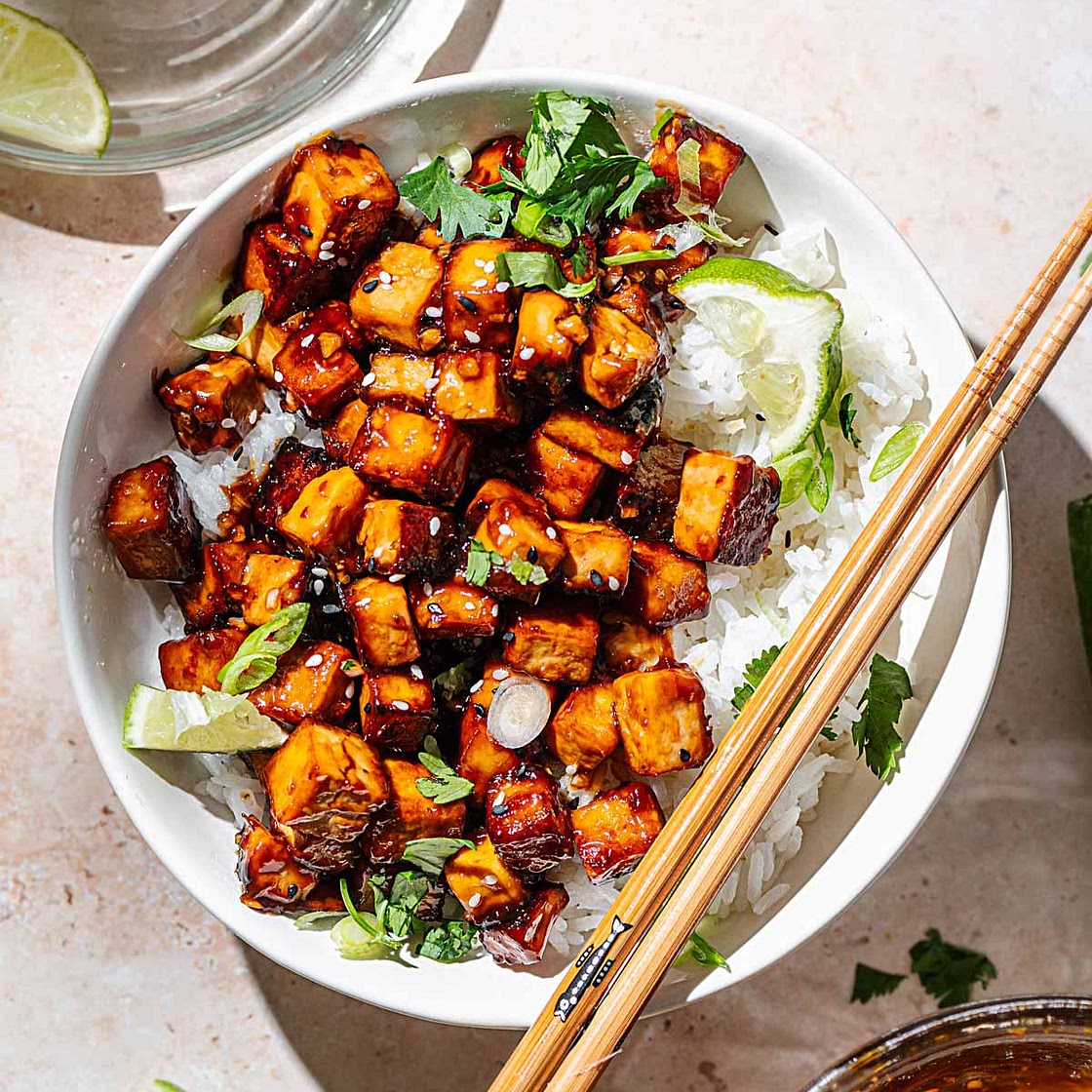 Pan-fried Garlic Tofu with Soy Lime Sauce