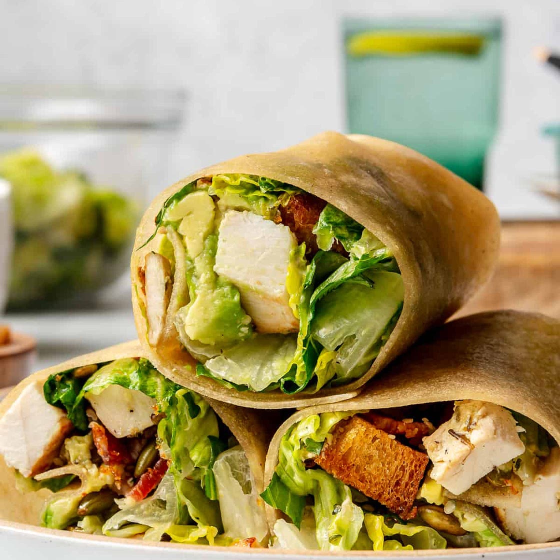 High-Protein Chicken Caesar Wrap