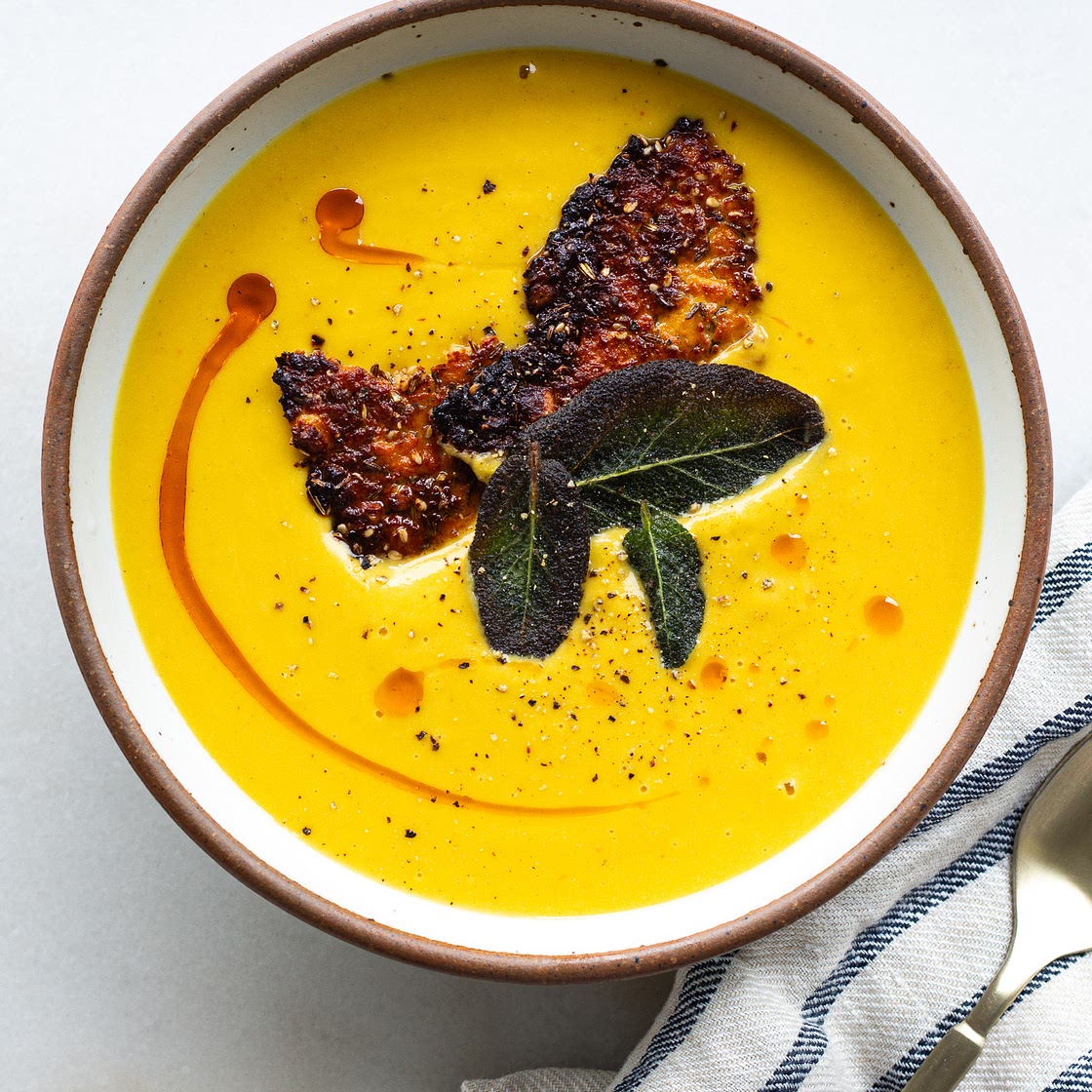 Roasted Feta and Butternut Squash Soup