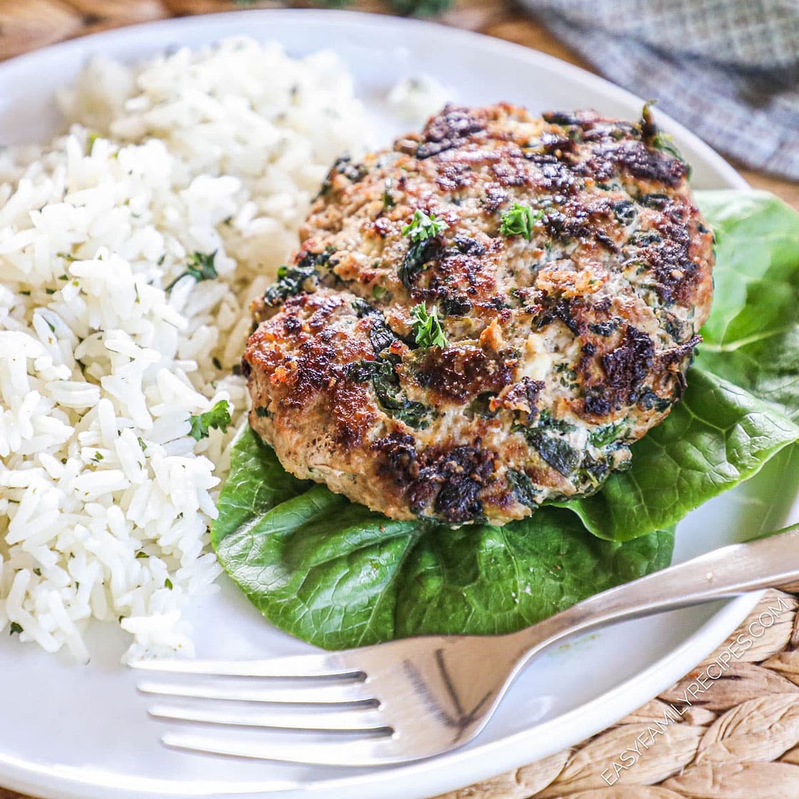 Turkey Spinach Feta Burgers
