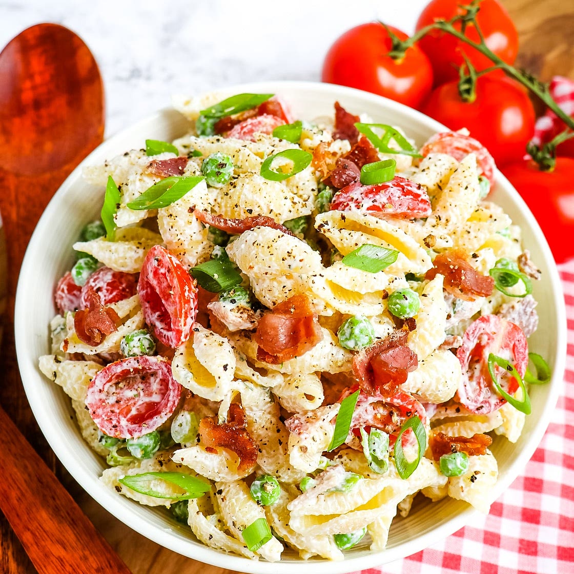 Creamy Bacon Ranch Pasta Salad with Peas