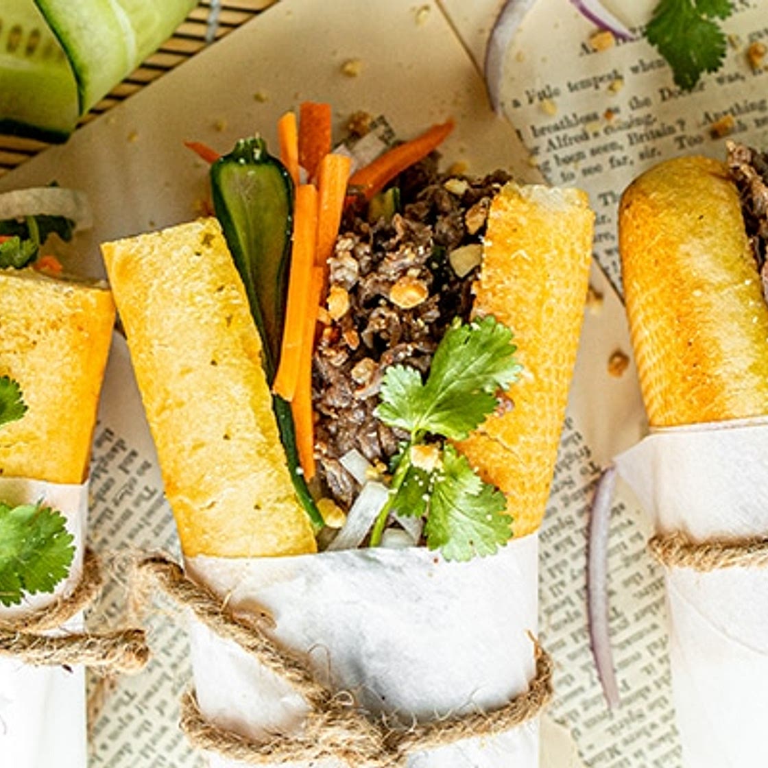 Garlic Bread Banh Mi with Satay Beef