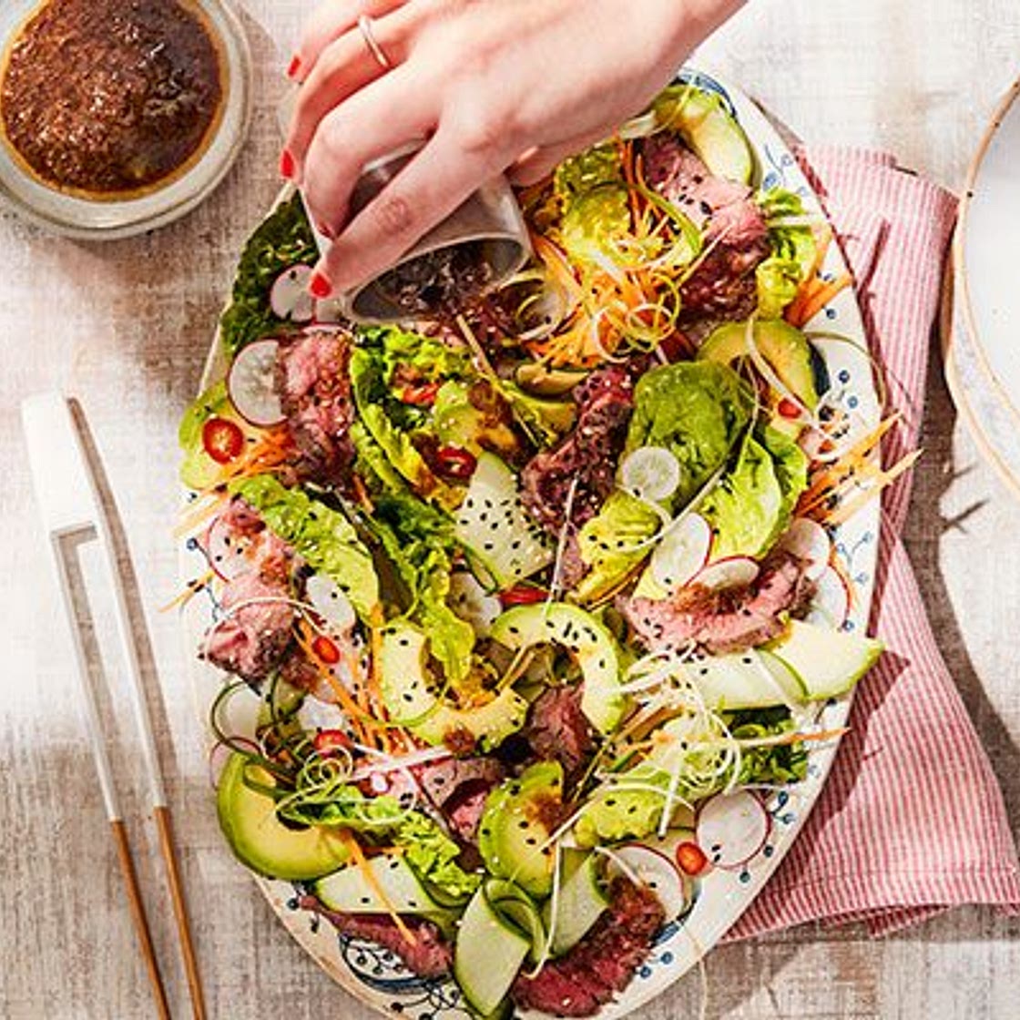 BBQ rainbow beef salad