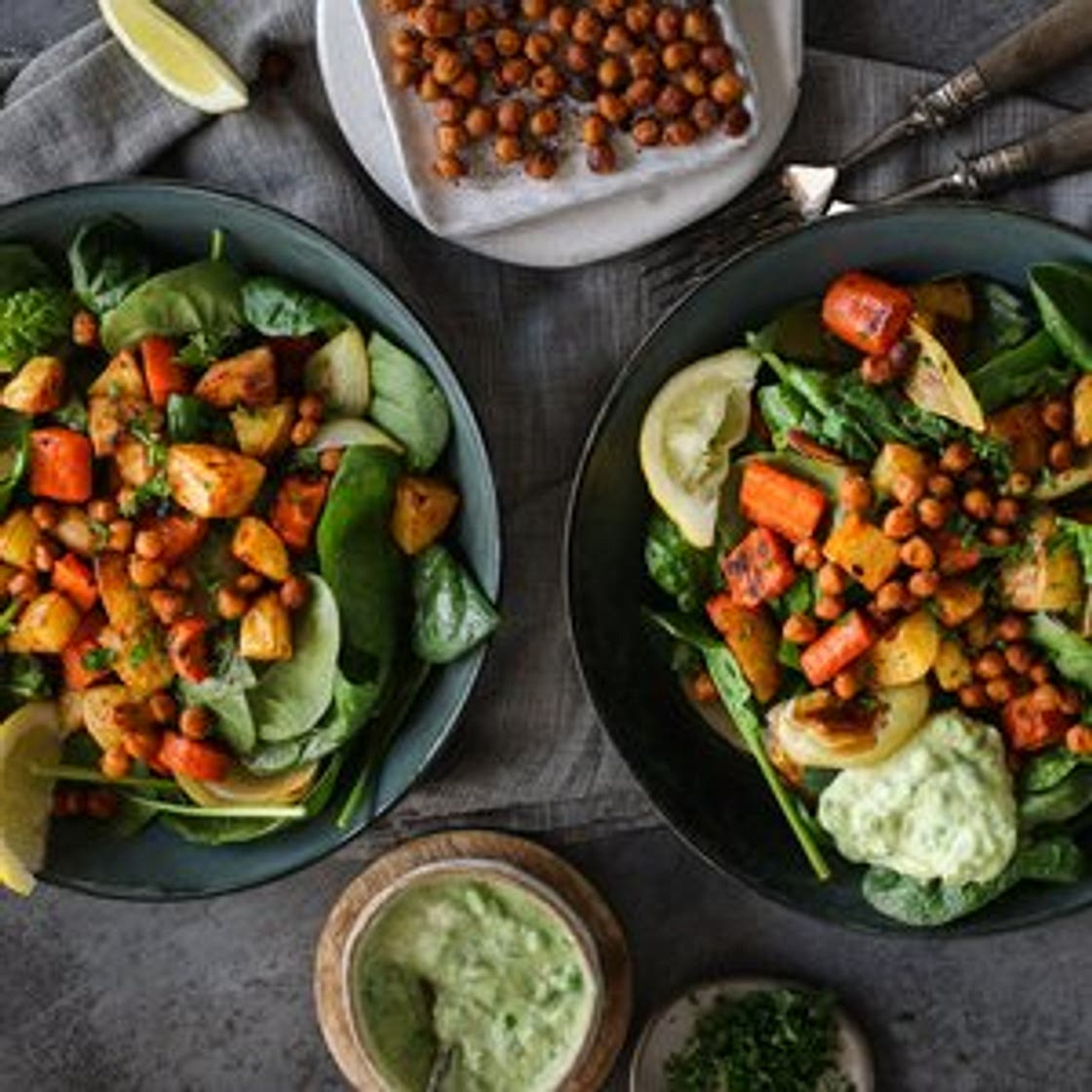 Roasted Vegetable Salad with Crispy Chickpeas