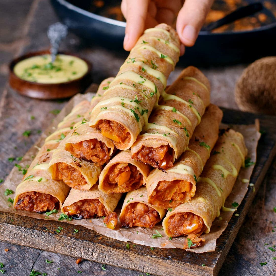Buffalo Chickpea Taquitos