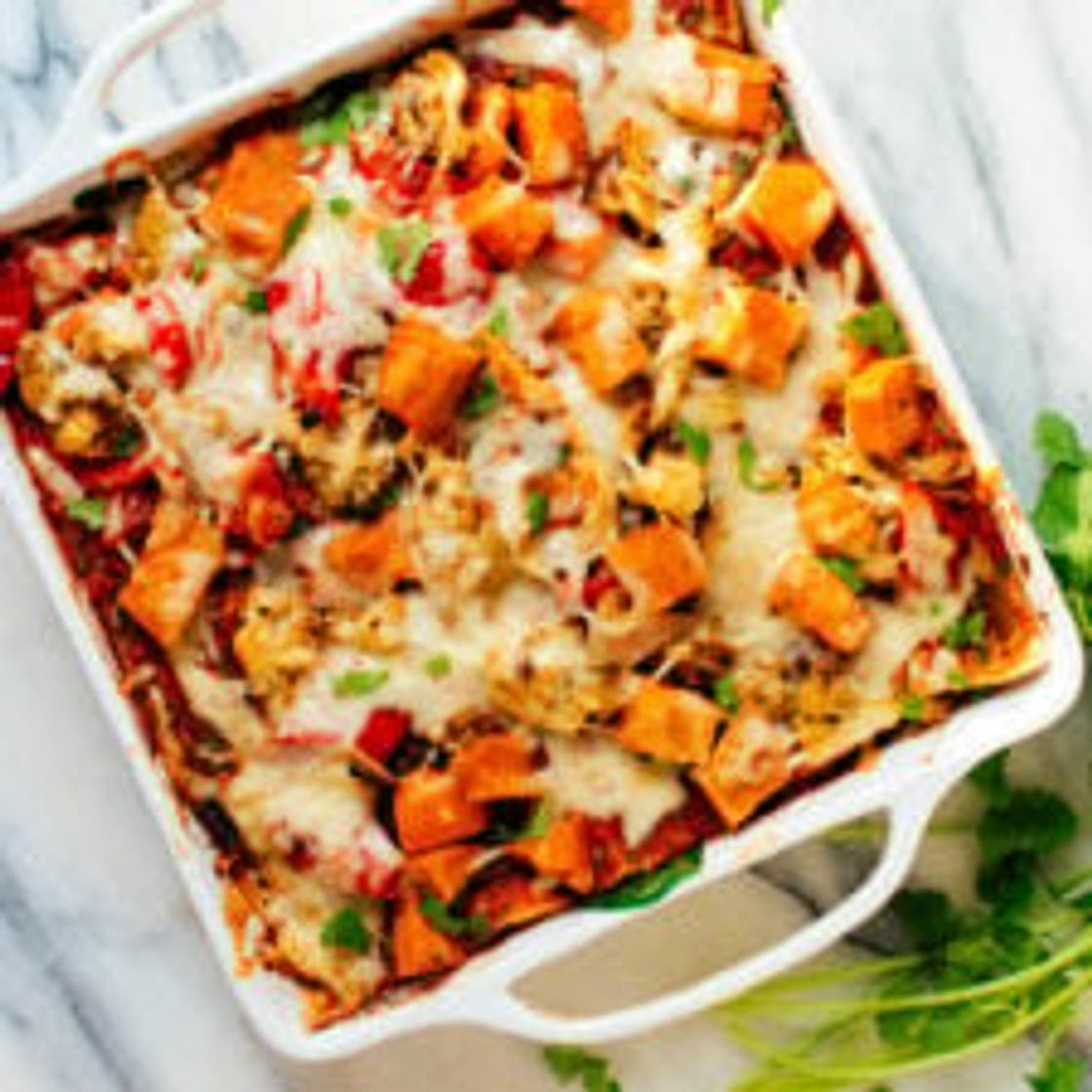 Roasted Veggie Enchilada Casserole