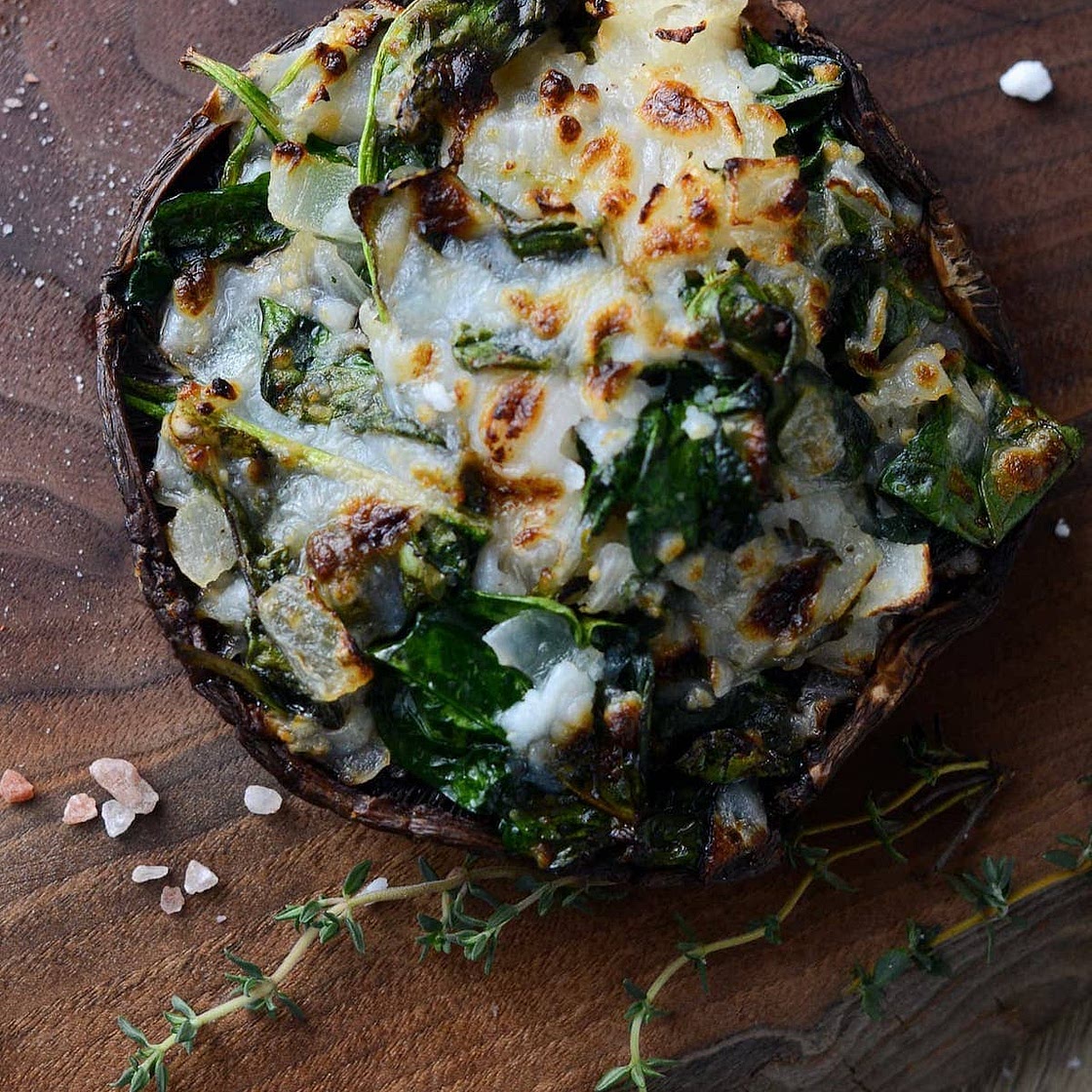 Spinach & Feta Stuffed Portobello Mushrooms (Air Fryer)