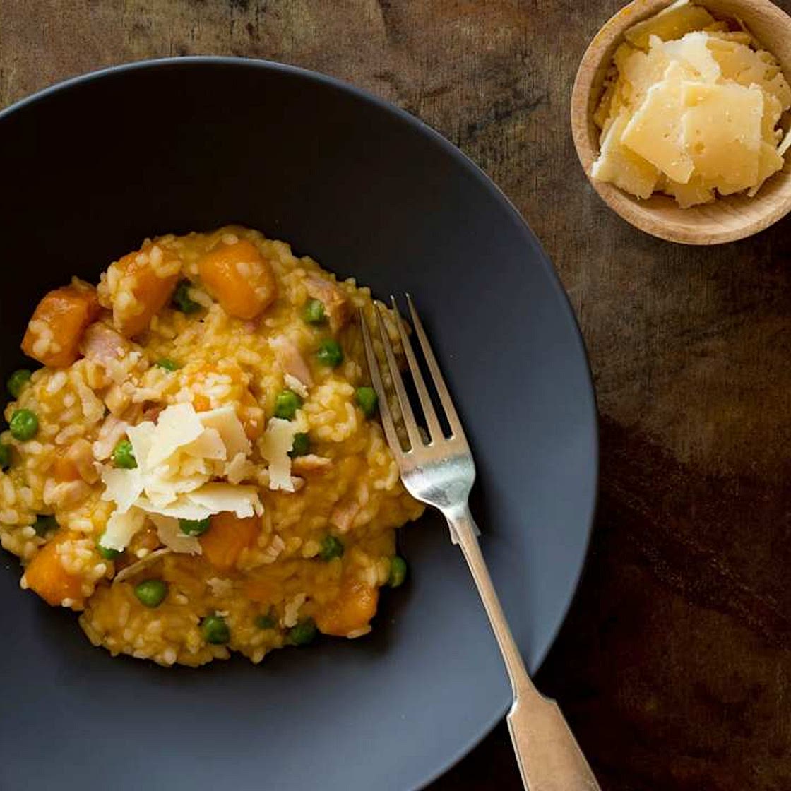 Pumpkin risotto with bacon