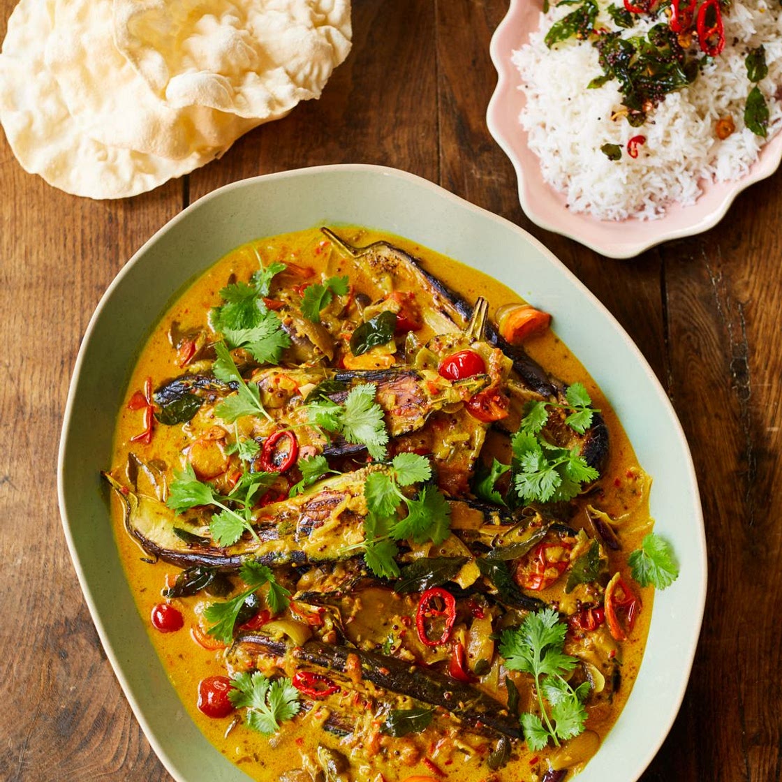 Spiced aubergine & coconut curry