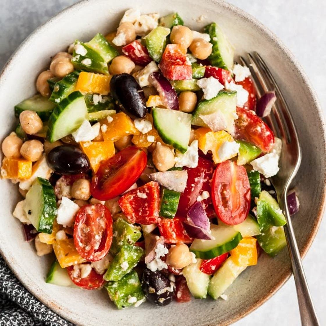 The Easiest Chickpea Greek Salad