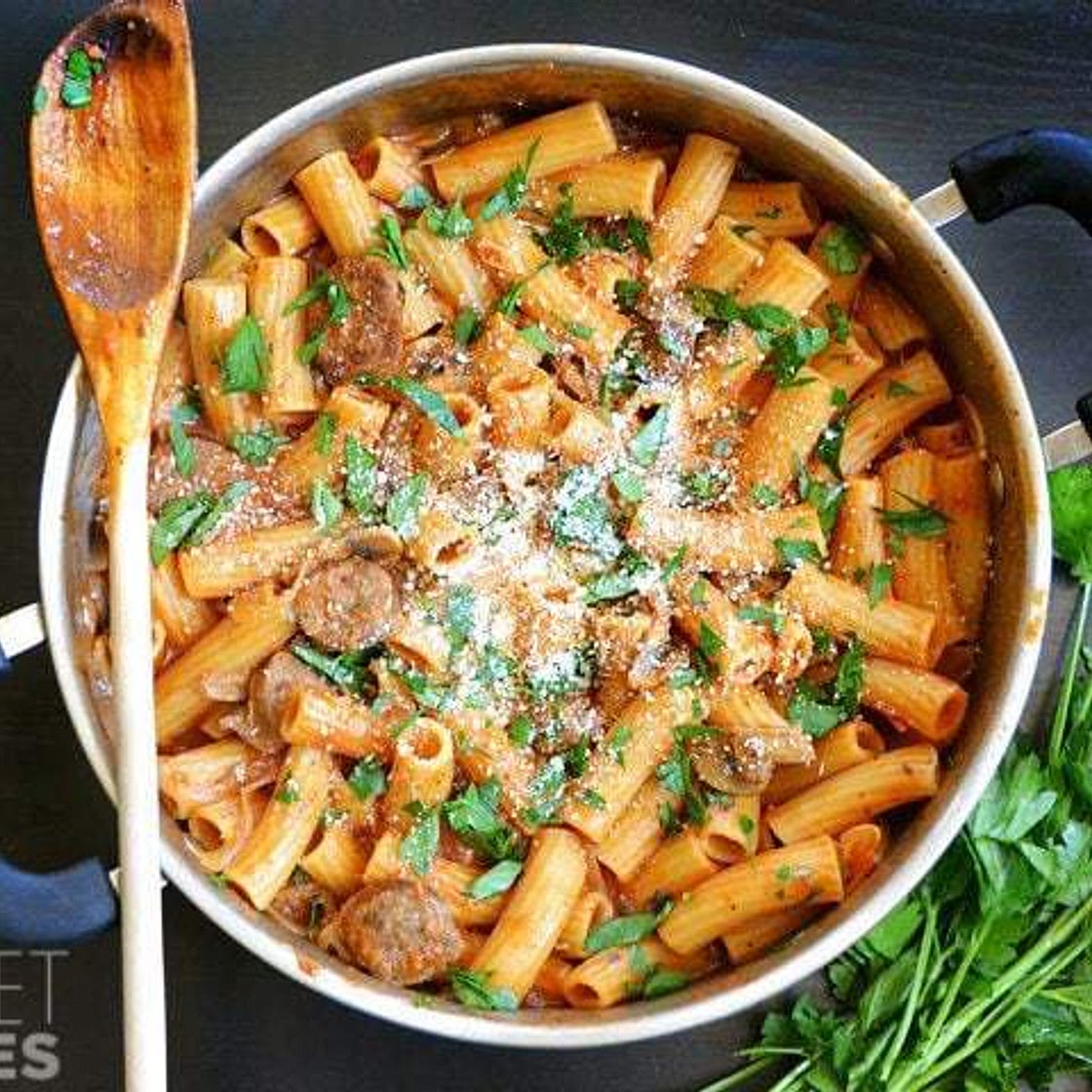 One Pot Sausage & Mushroom Pasta