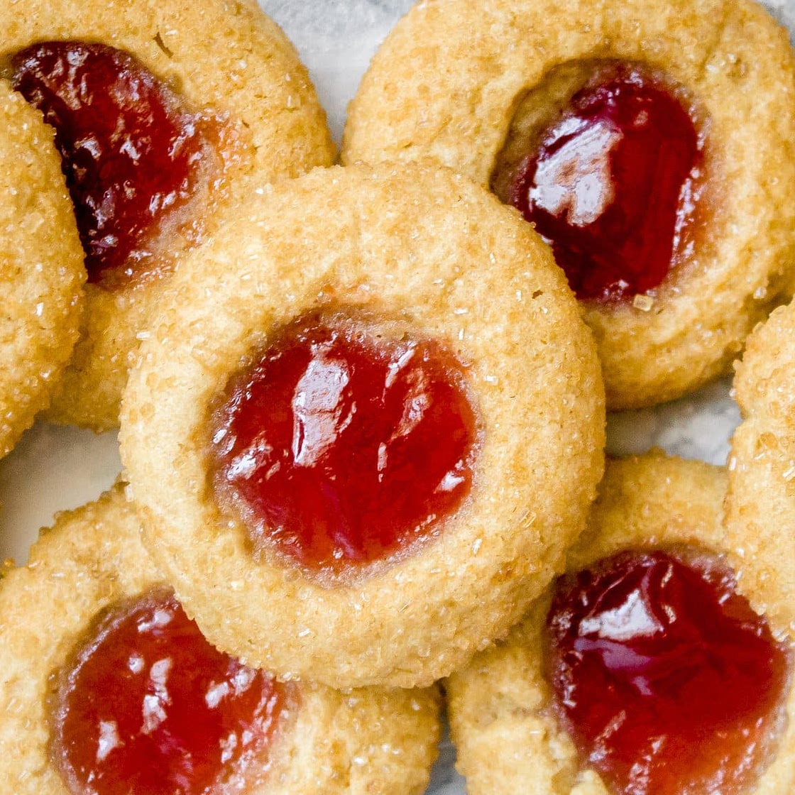 Peanut Butter and Jelly Thumbprint Cookies