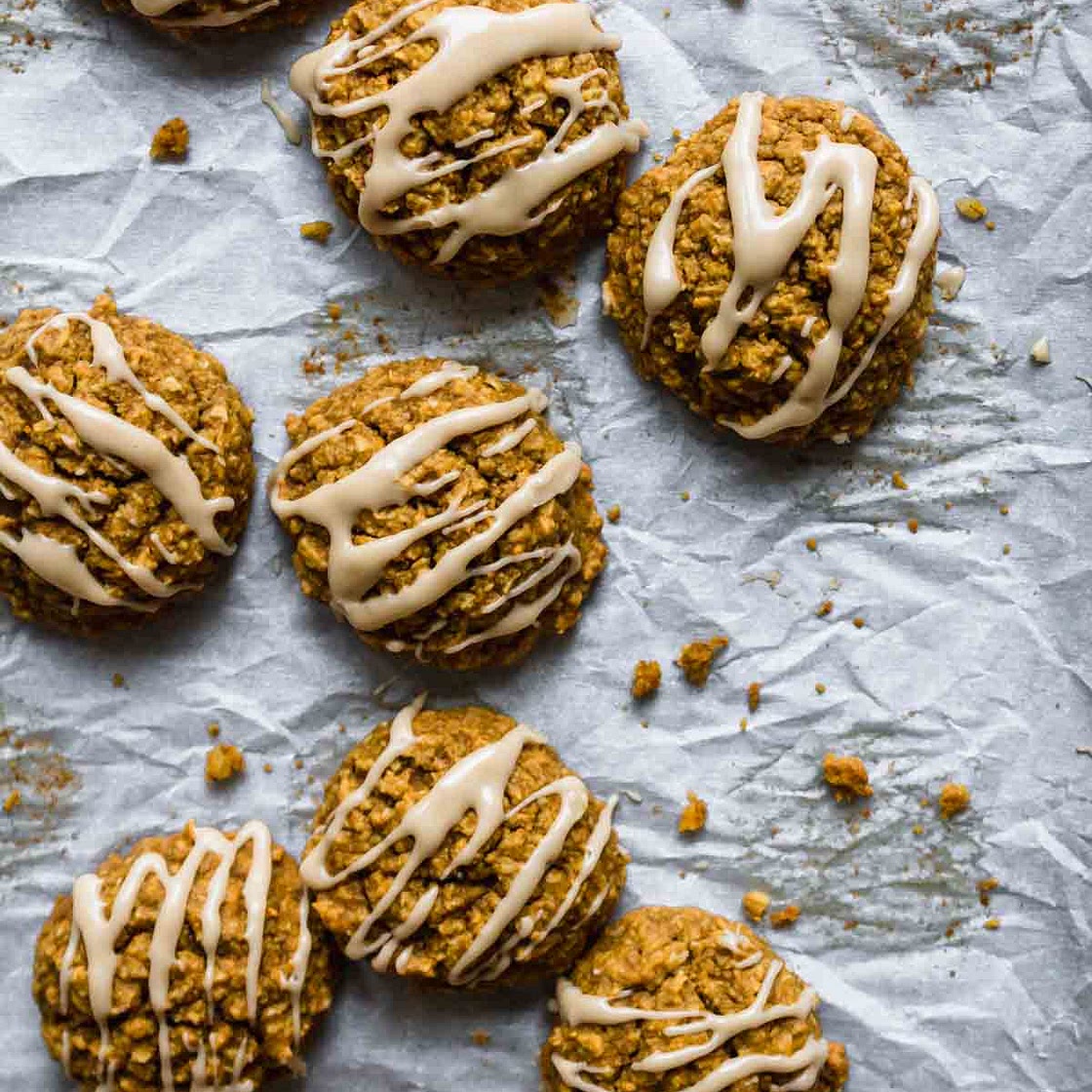 Pumpkin Oatmeal Cookies with Maple Glaze
