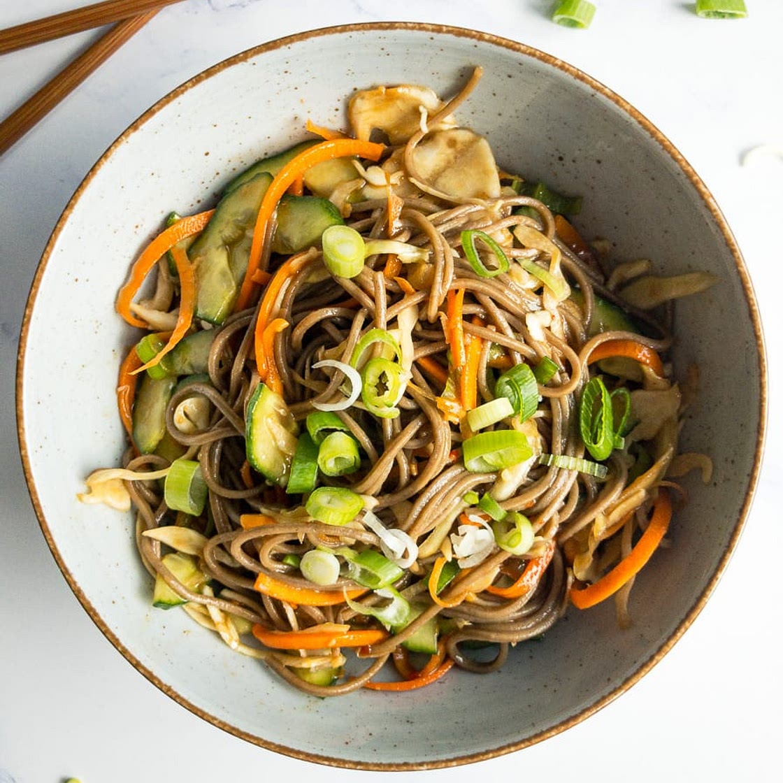 Cold Soba Noodle Salad with Ginger Soy Dressing