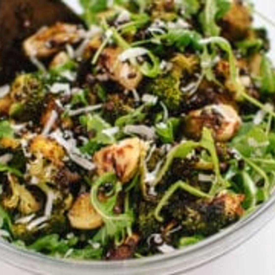 Lemony Roasted Broccoli, Arugula and Lentil Salad