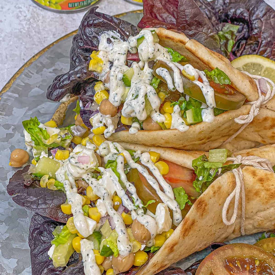 Mediterranean Salad Pita Wraps