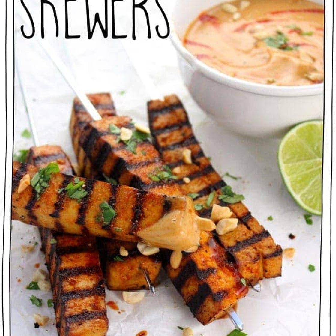 Grilled Tofu Skewers with Spicy Peanut Sauce