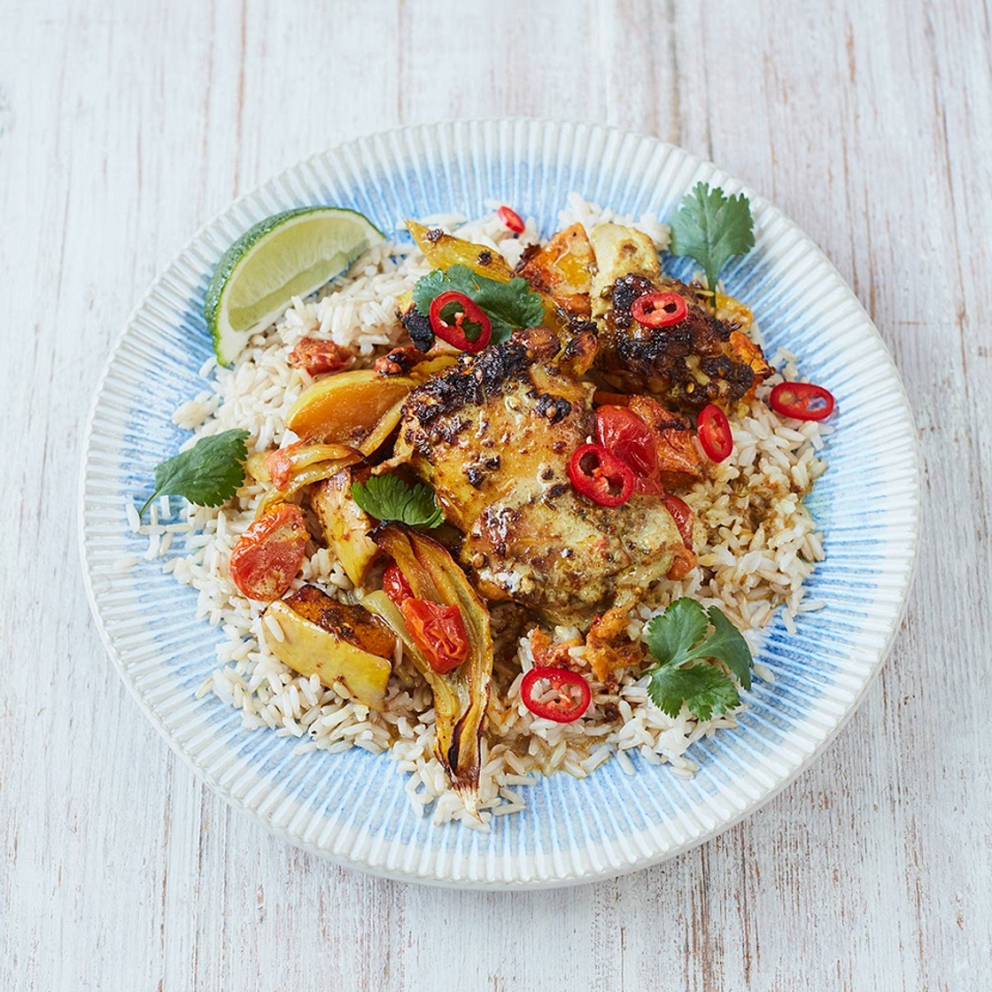 Super-simple chicken curry traybake