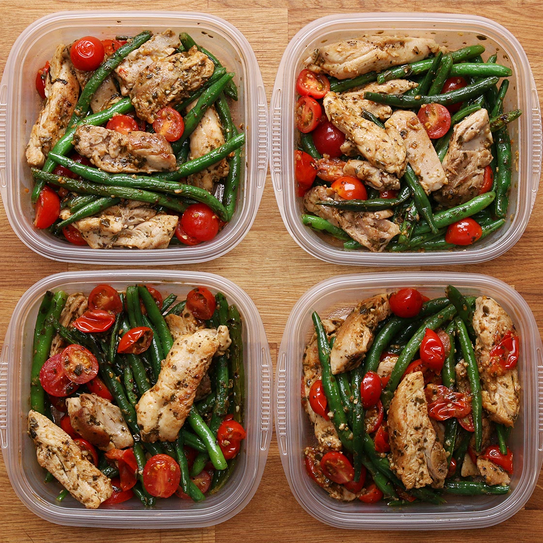 Weekday Meal-Prep Pesto Chicken & Veggies Recipe by Tasty