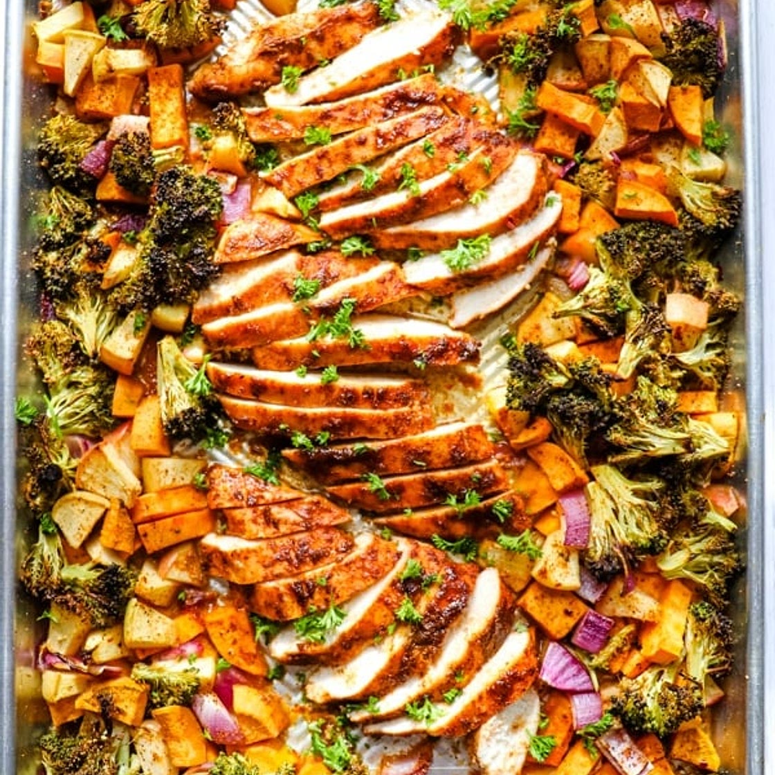 Sheet Pan Chicken and Sweet Potatoes