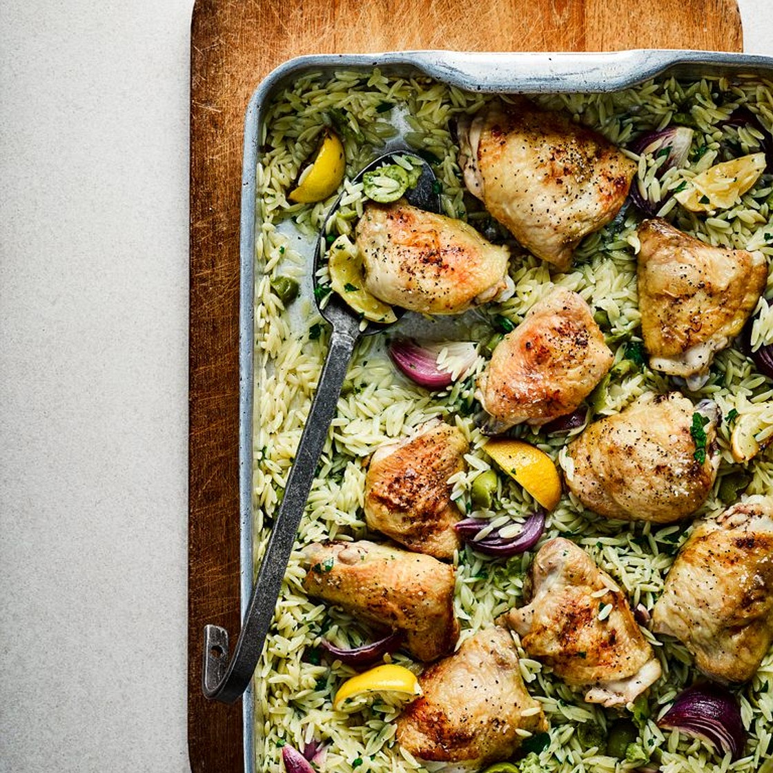 Lemon chicken with orzo