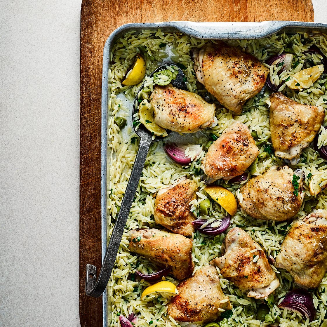 Lemon chicken with orzo