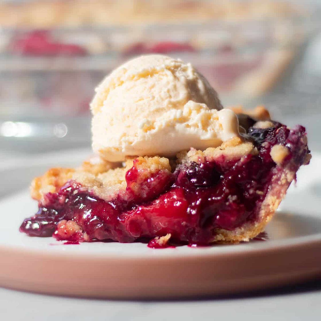BEST Strawberry Blueberry Pie with Crumb Topping