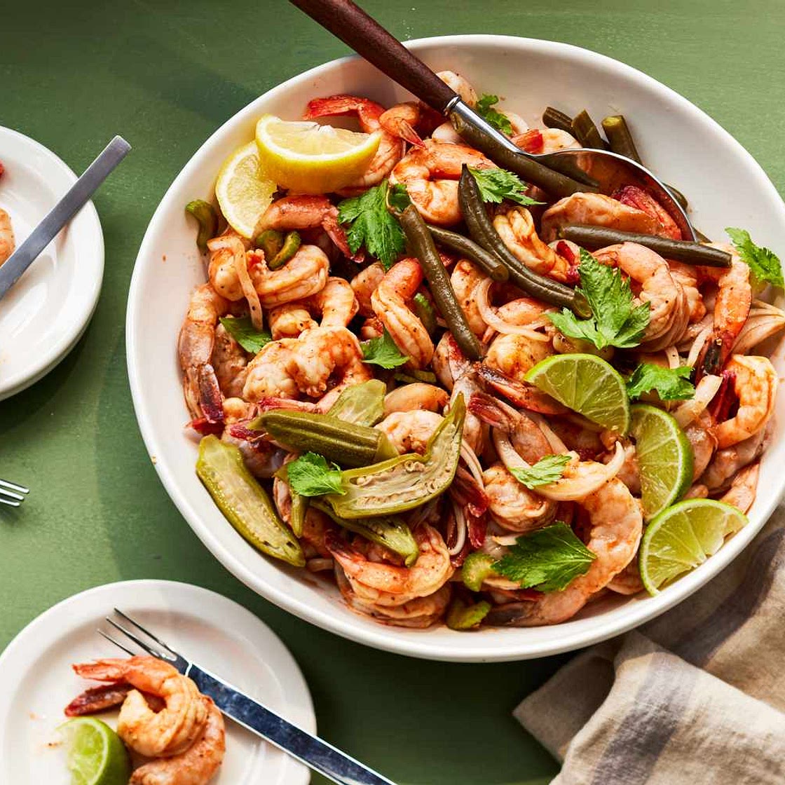 Bloody Mary Poached Shrimp