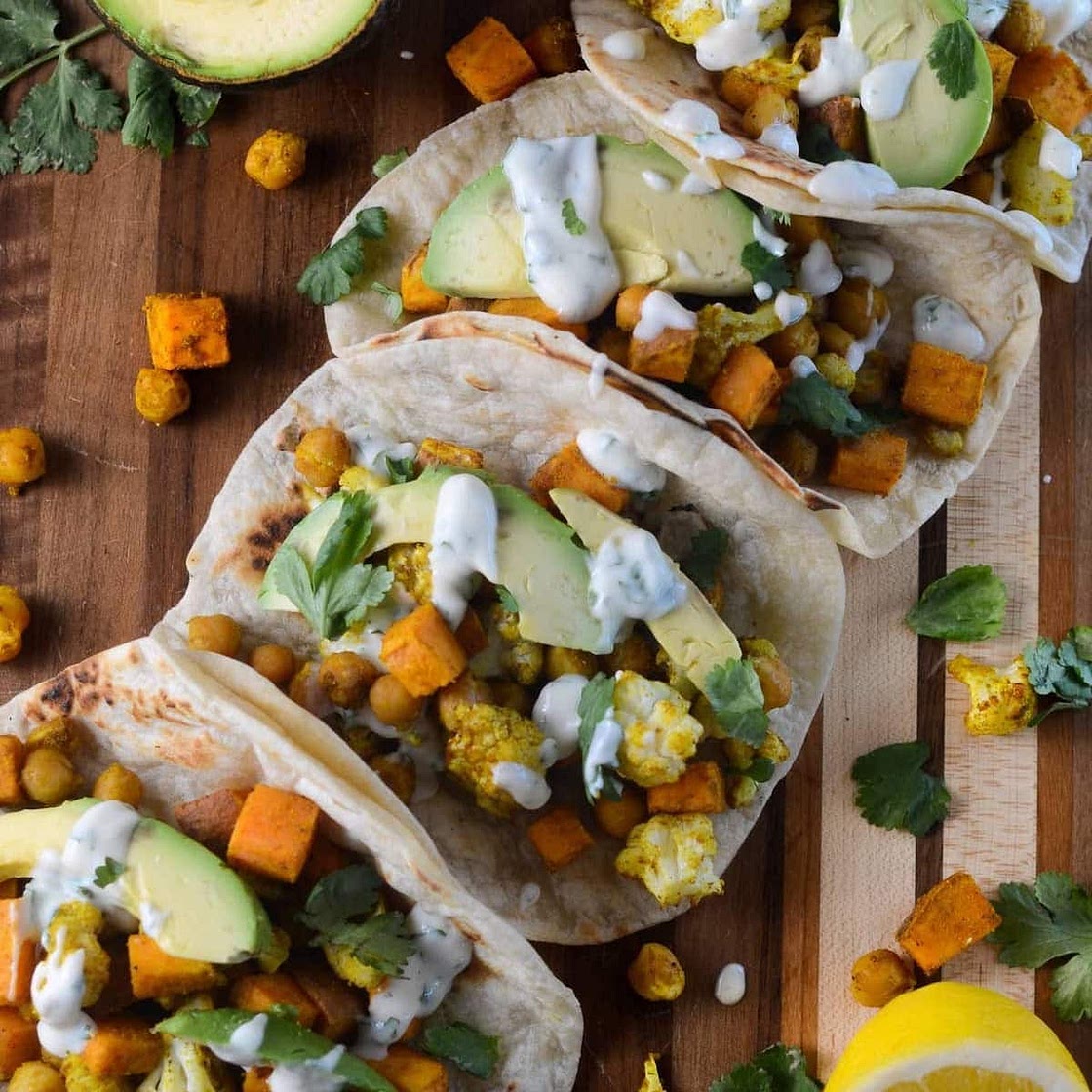 Roasted Sweet Potato Cauliflower Tacos