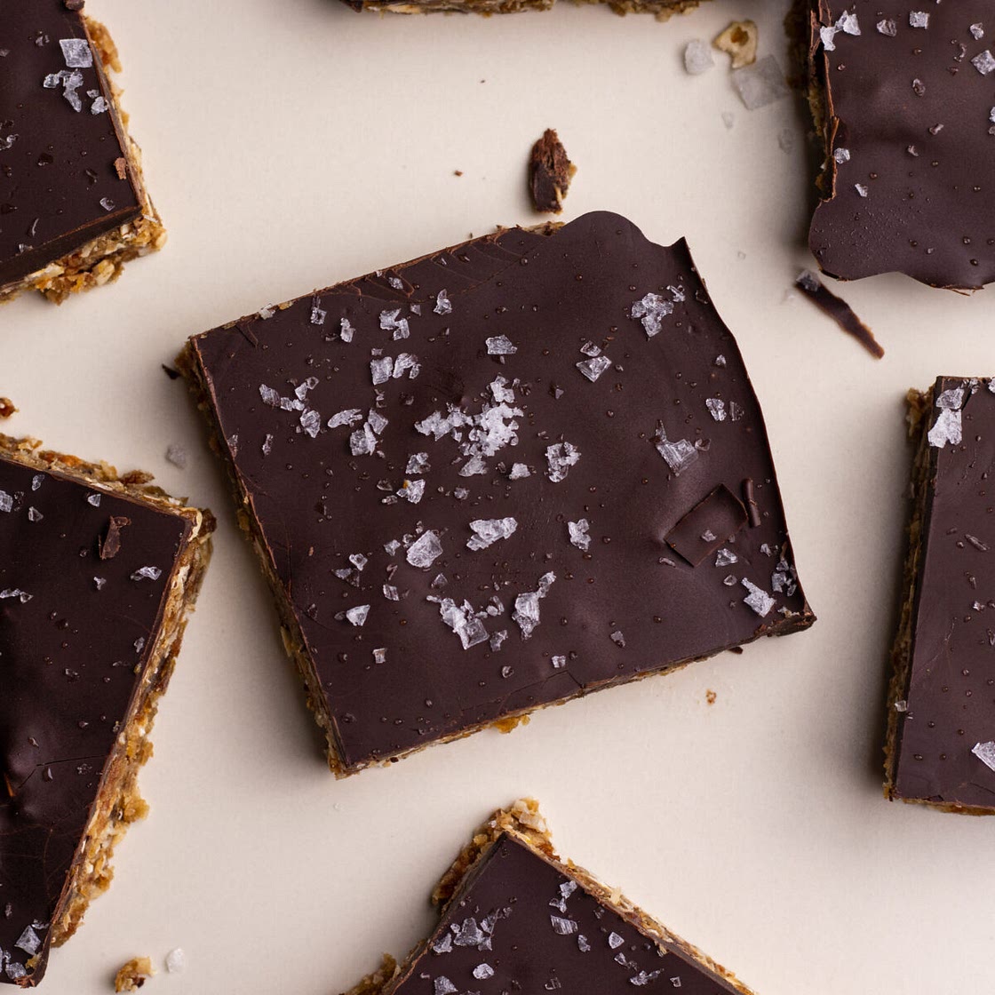 Tahini Oatmeal Date bars with Dark Chocolate