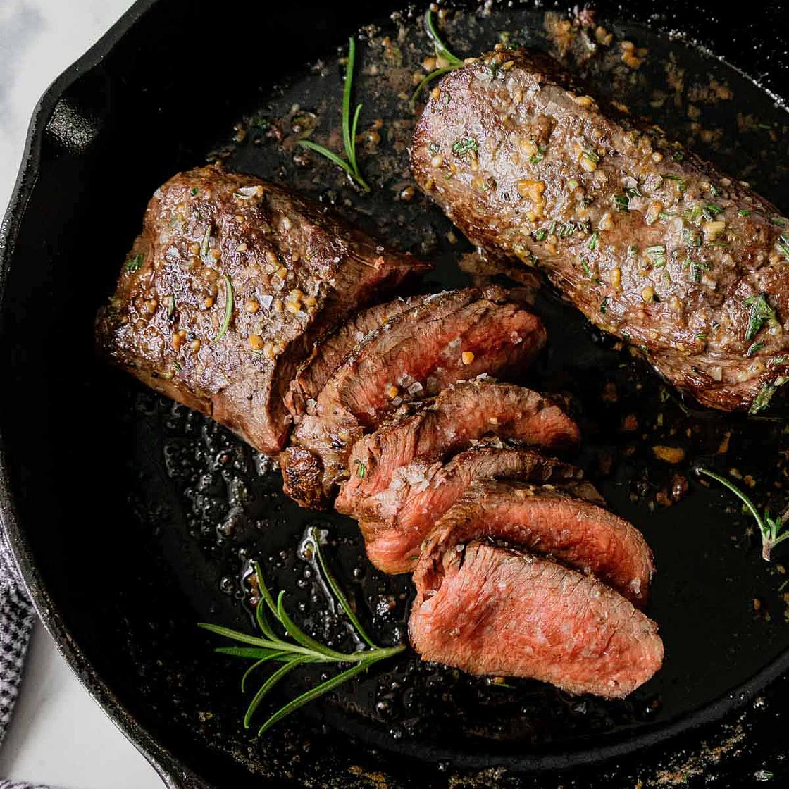 Pan Seared Venison Tenderloin with Garlic Herb Butter