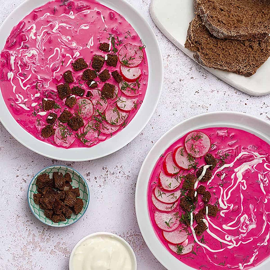 Vegan Borscht With Rye Croutons