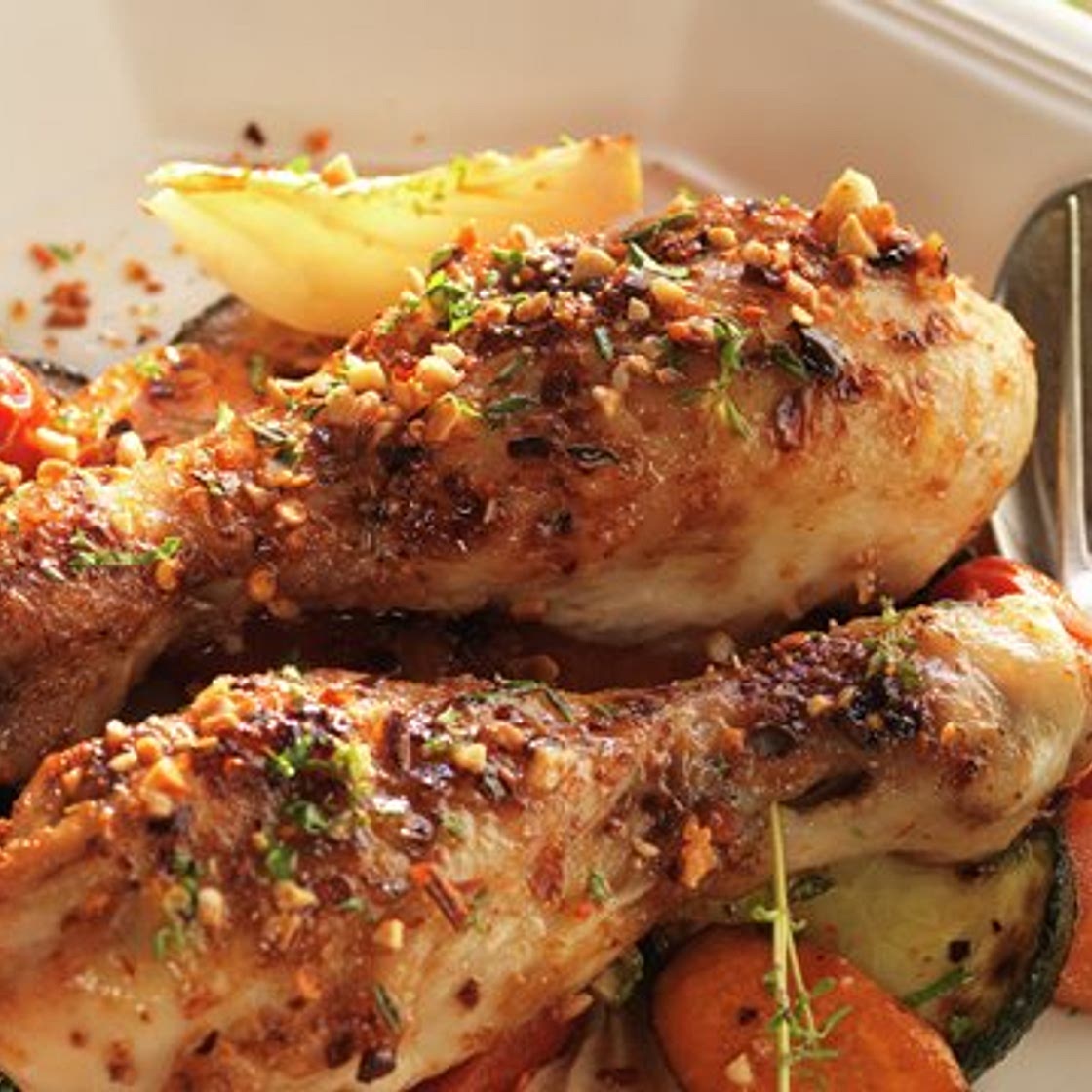 Muslos de pollo con costra de especias