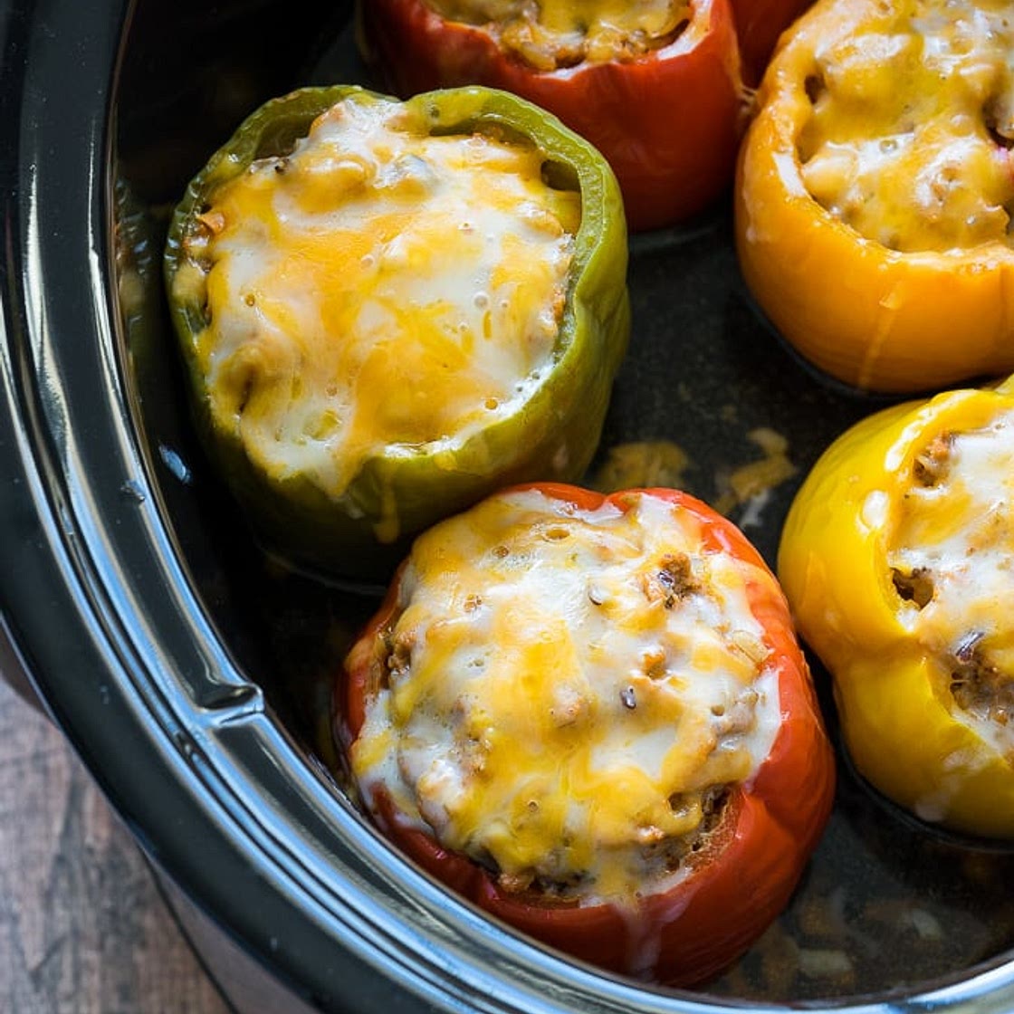 Slow Cooker Steakhouse Stuffed Peppers