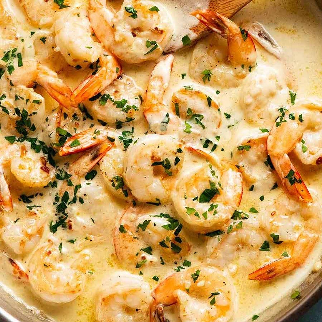 Creamy Garlic Prawns (Shrimp)