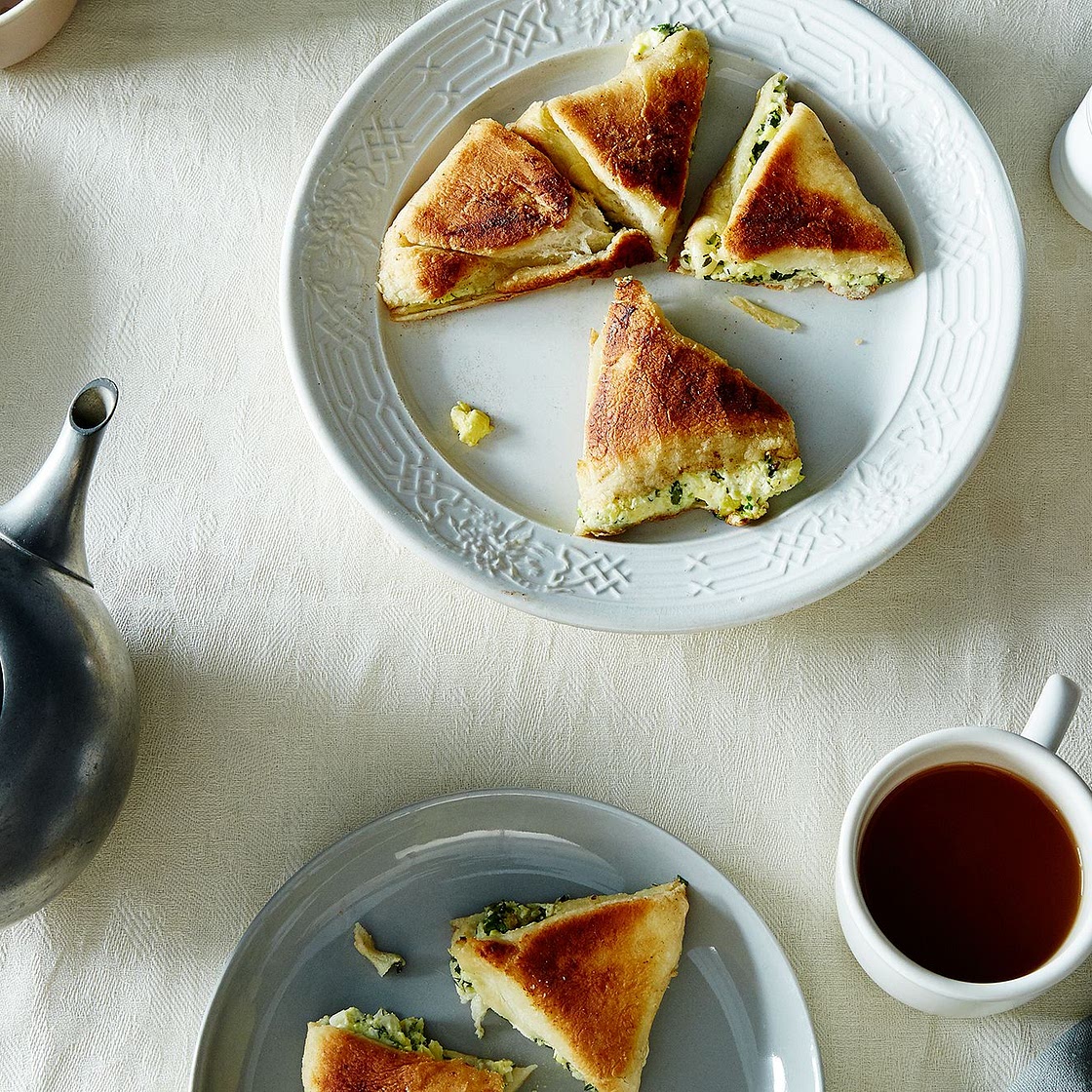 Georgian Khachapuri Filled with Ramps, Green Onions, Herbs, and Cheese